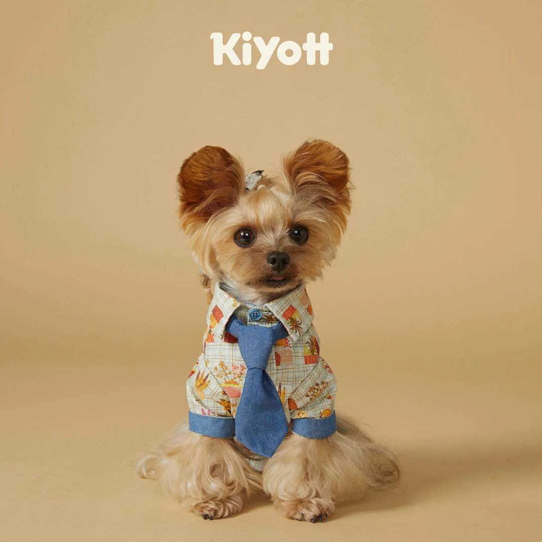 KIYOTT 狗狗衣服夏威夷风满印菠萝可爱花衬衫马尔济斯约克夏