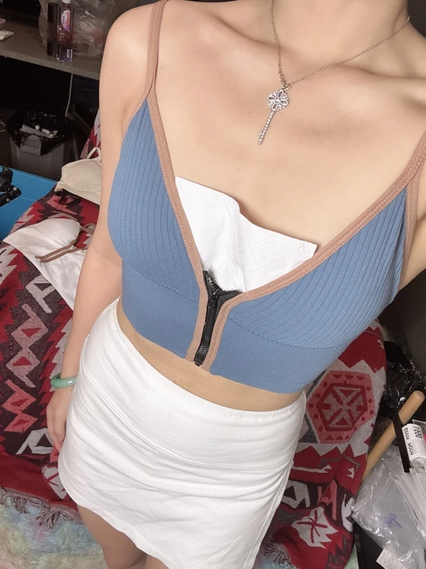 欧美夏季带胸垫打底吊带运动辣妹美背性感内衣显瘦短款修身紧身