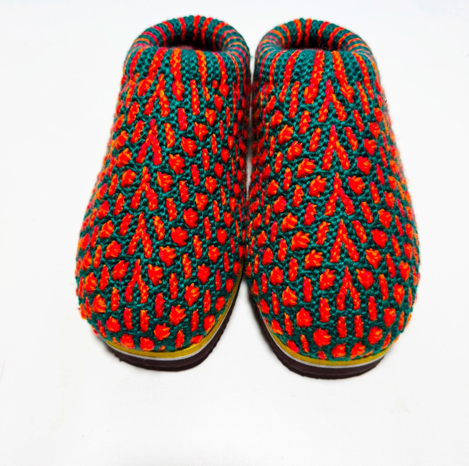 37.38码脚可穿纯手工双线编织加密加厚法兰绒家居毛线冬鞋