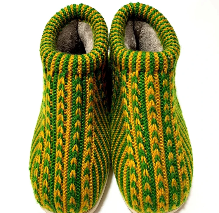 41-42码脚可穿纯手工双线编织高帮加绒加厚防滑耐磨家居休闲鞋