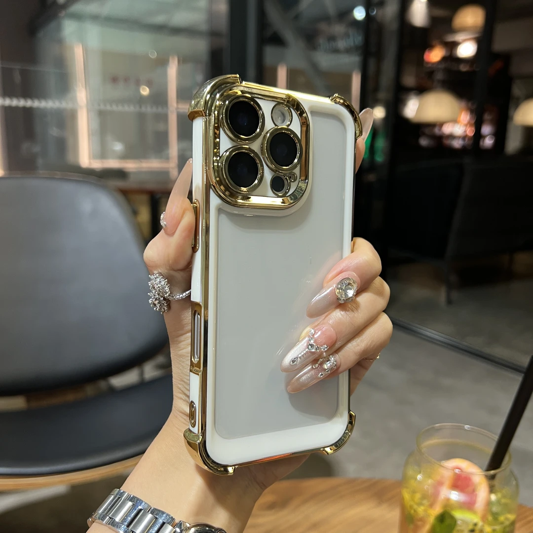 高级感电镀防摔气囊适用iPhone16promax手机壳苹果15/14/13/12/11