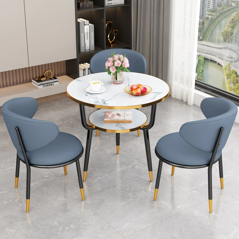 轻奢网红接待洽谈桌椅组合美容院谈判休闲会客店铺用阳台小圆桌子