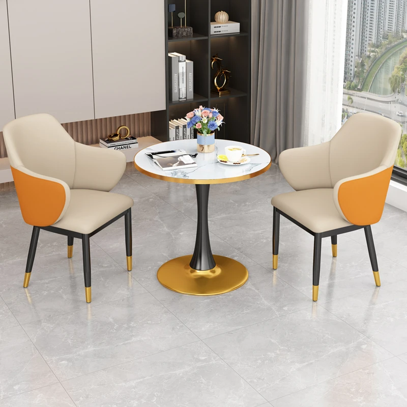 意式极简桌椅家用简约书桌椅现代轻奢化妆椅休闲洽谈接待桌椅组合