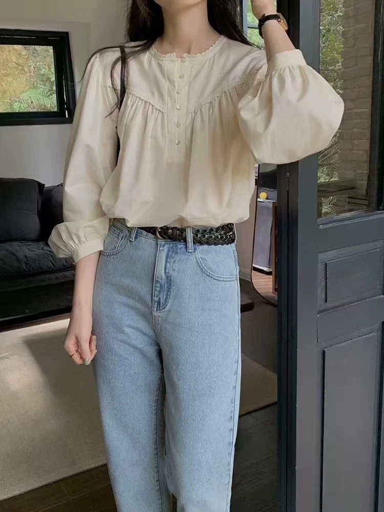 D020女装春秋款休闲气质百搭衬衫9971