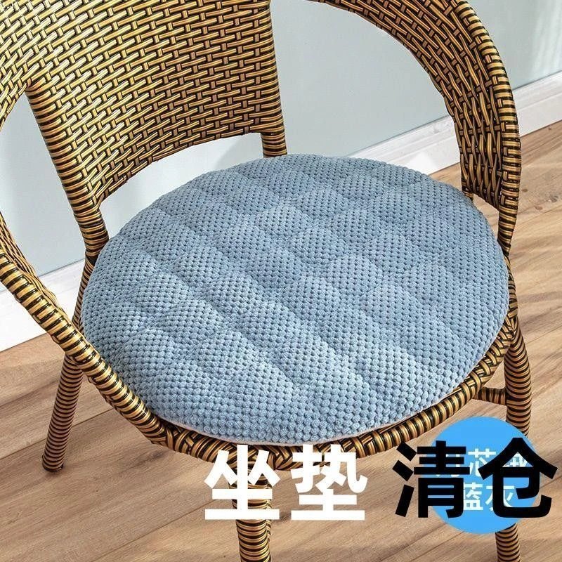 四季通用灯芯绒加厚防滑可拆洗圆形坐垫藤椅垫茶椅坐垫办公久坐垫