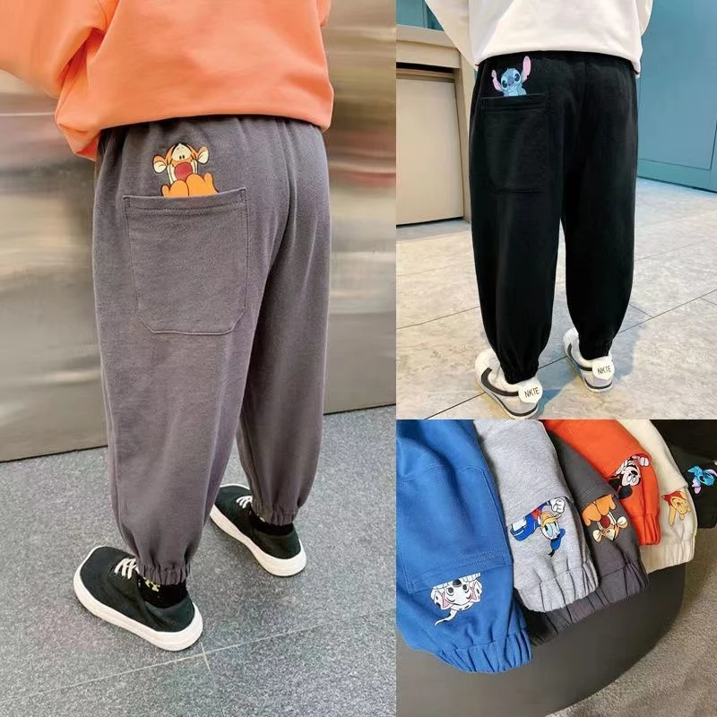 宝宝春秋季新款儿童休闲长裤时尚卡通时髦潮流小脚口运动裤百搭