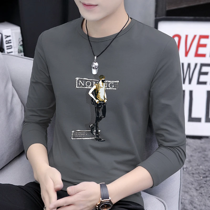 秋冬季男士长袖t恤纯棉圆领打底衫内搭小衫外穿秋衣服上衣体桖