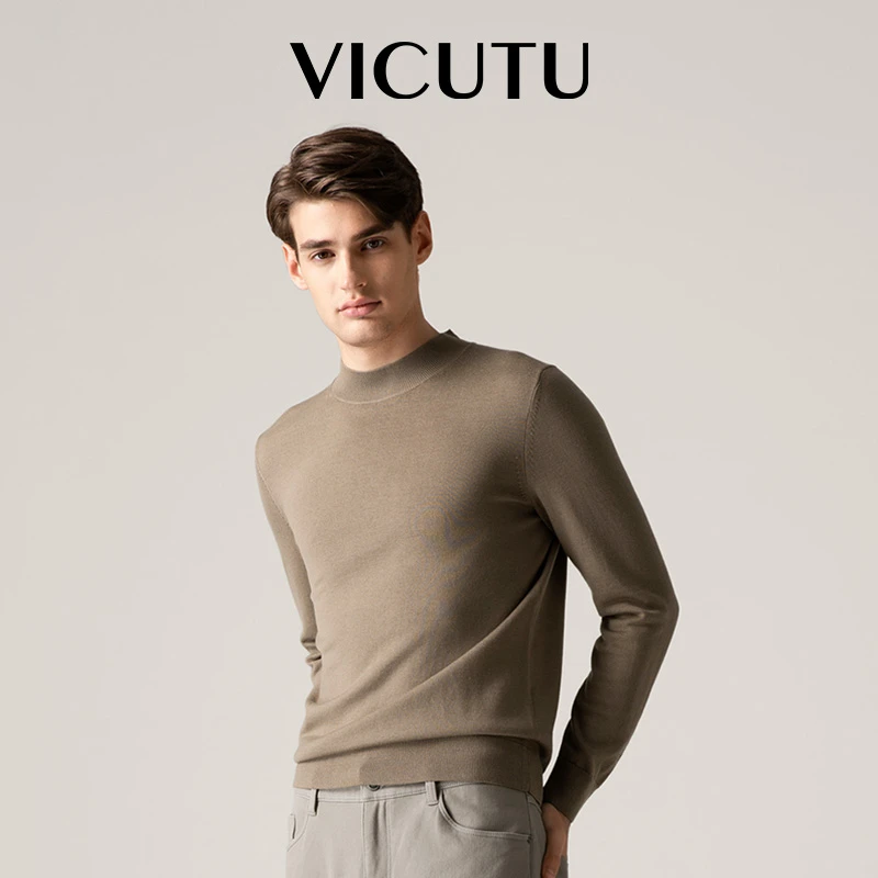 【可机洗+美拉德羊毛衫】VICUTU/威可多半高领纯羊毛保暖纯色针织衫