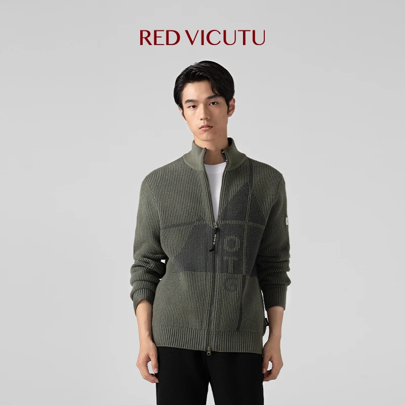 RED VICUTU威可多秋季新款男士舒暖亲肤简约纯羊毛商务休闲男上衣