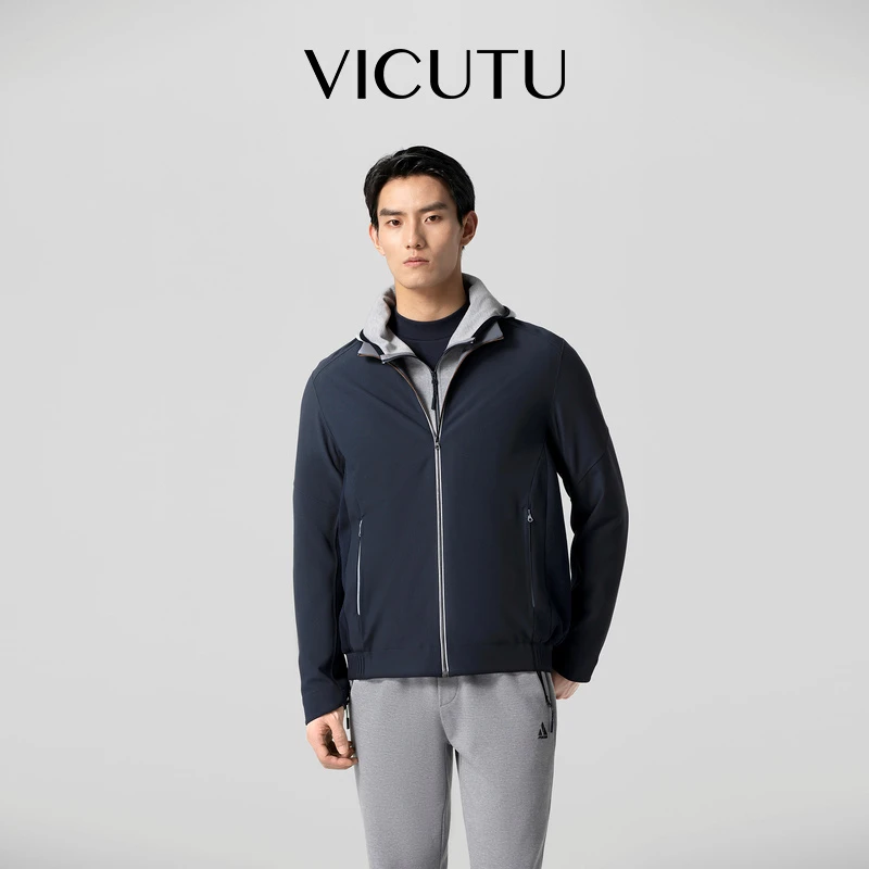 威可多休闲男外套男士夹克24秋季新款舒弹亲肤时尚立领商务通勤外