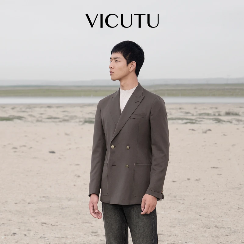 RED VICUTU【绵羊毛97.7%西服】威可多西服男混纺商务休闲时尚正装