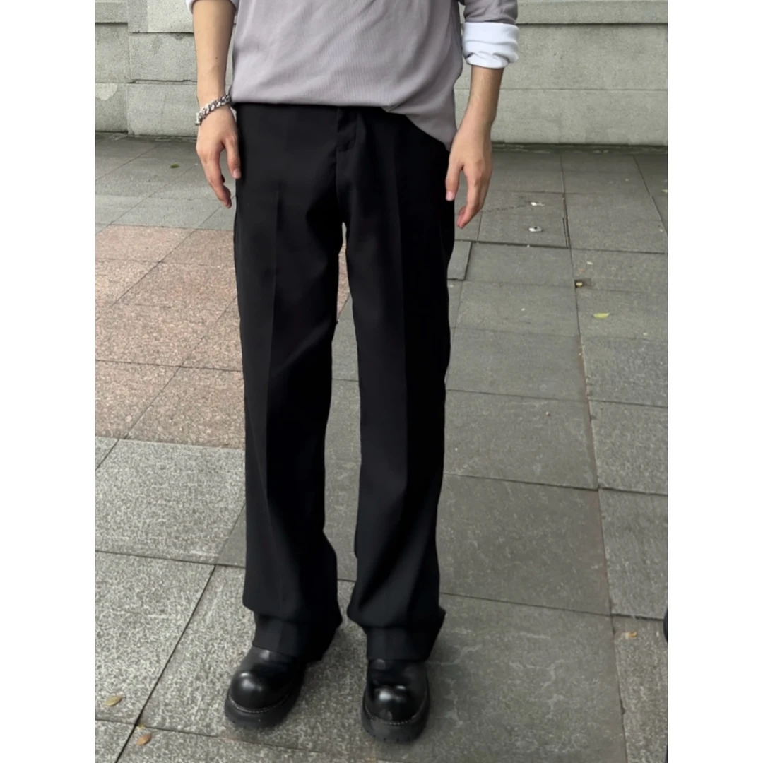 夏一制小众设计感西裤宽松直筒垂坠廊形休闲百搭潮流时尚韩版西裤