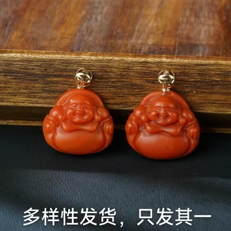 【香掌柜】重磅原矿收藏18K金南红佛公吊坠(多样性发货,发一件)