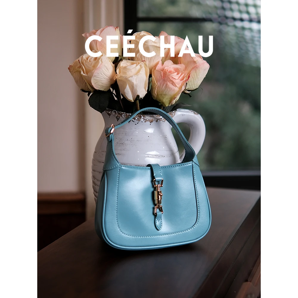 CEECHAU 包包2024新款1961真皮法式腋下包法包迷你手提马鞍包粉