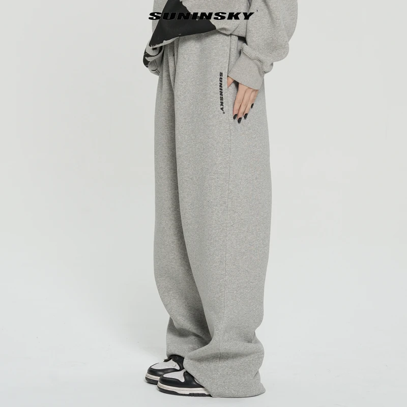 SUNINSKY百搭logo印花宽松直筒抽绳时尚运动卫裤K38004