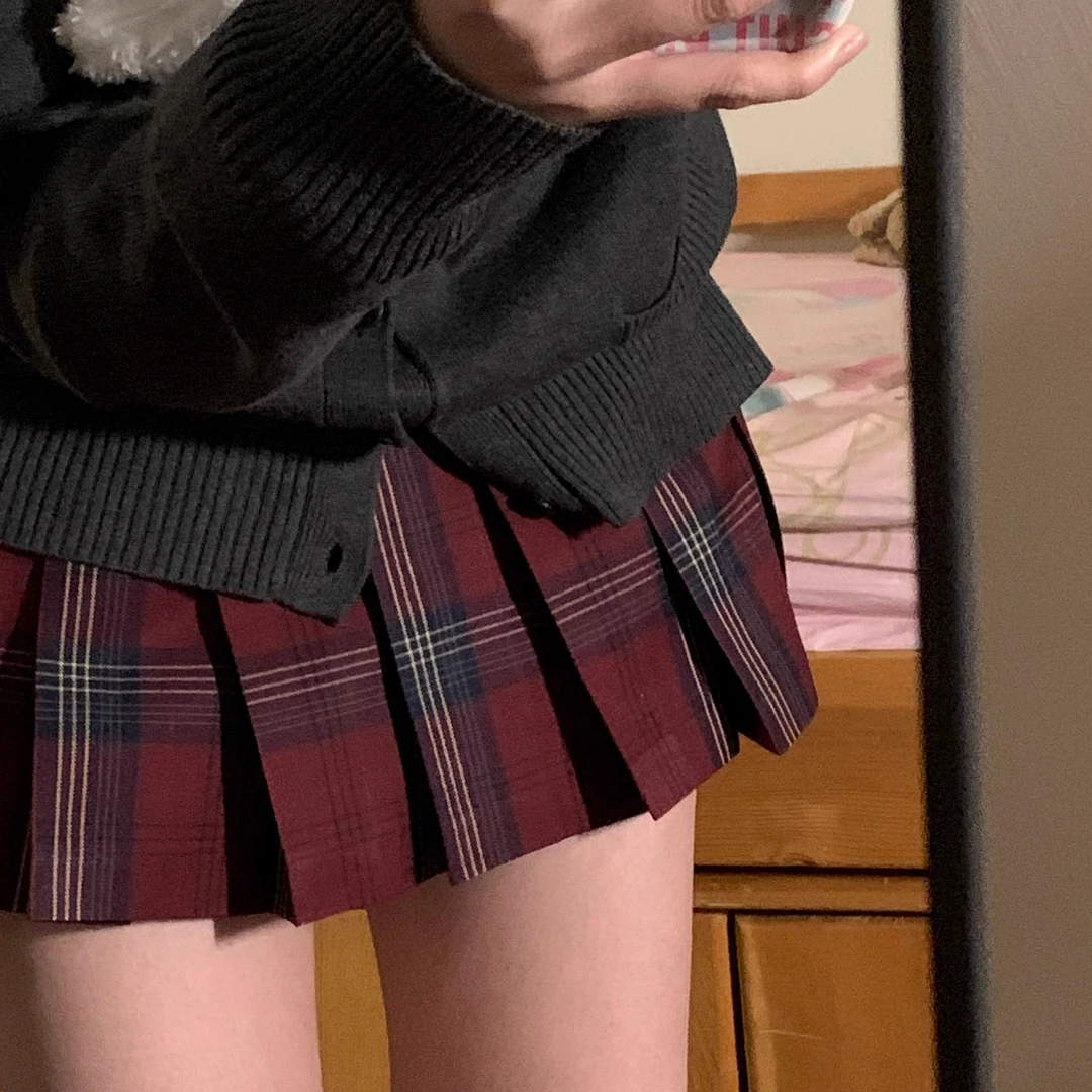 原创火星JK制服裙正版高腰半身裙女校供感玄格裙叠穿毛衣套装秋冬