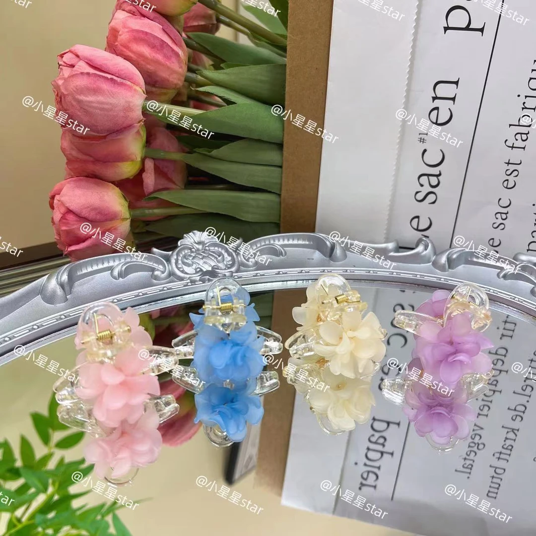 超仙森系花朵抓夹2024新款刘海夹公主头夏季山茶花醋酸抓夹发饰