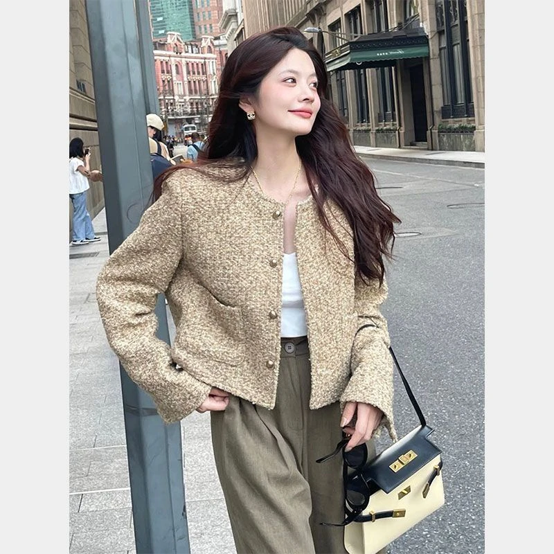 小香风粗花呢外套女秋季2024年新款宽松设计感小众高级感短款上衣