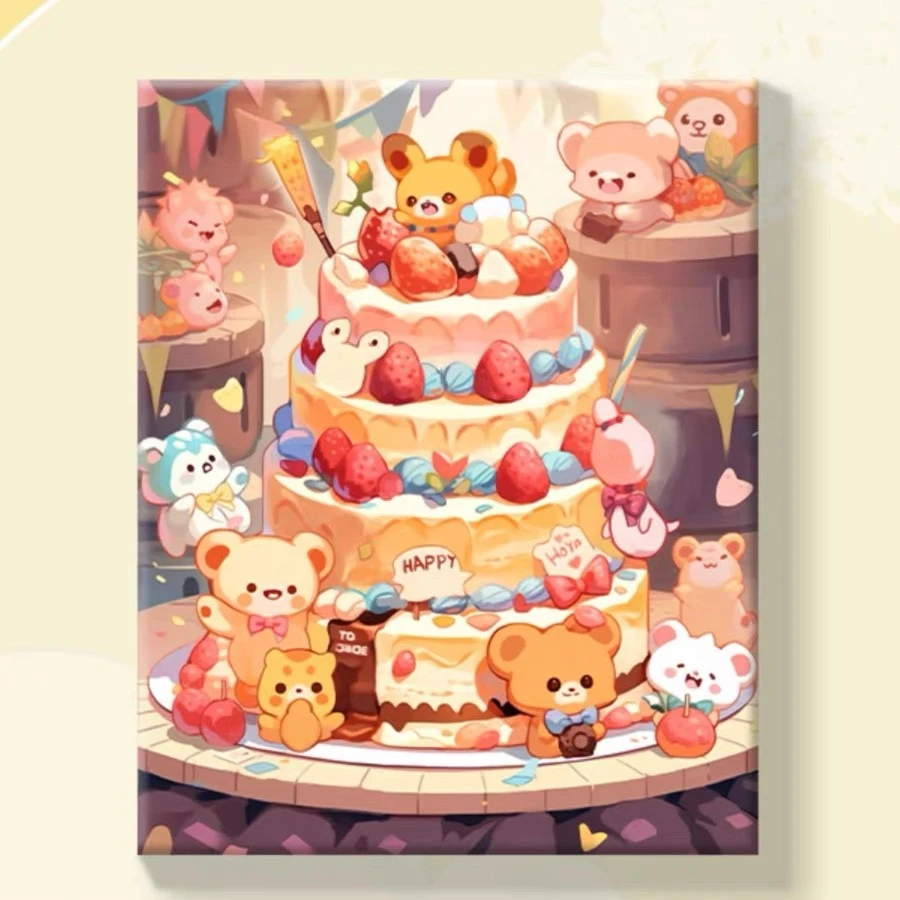 （真心甄选）数字油画diy双倍快乐填涂色礼物油彩画卧室客厅装饰画