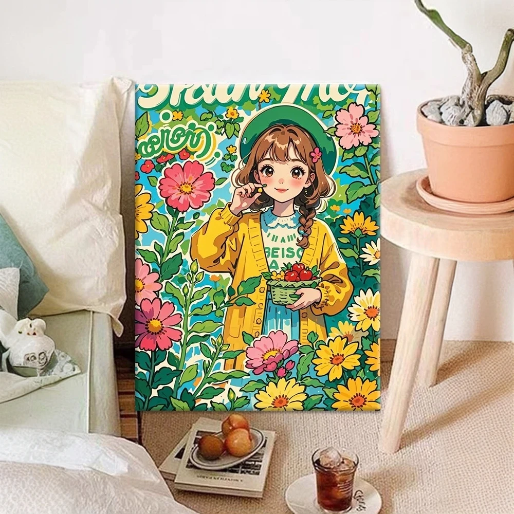 雏菊少女|数字油画diy真心易遮盖六代颜料填色涂色礼物油彩装饰画