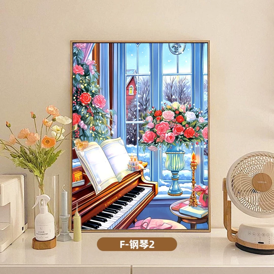 (f多彩系列x真心)数字油画diy六代颜料填色涂色礼物画油彩装饰画