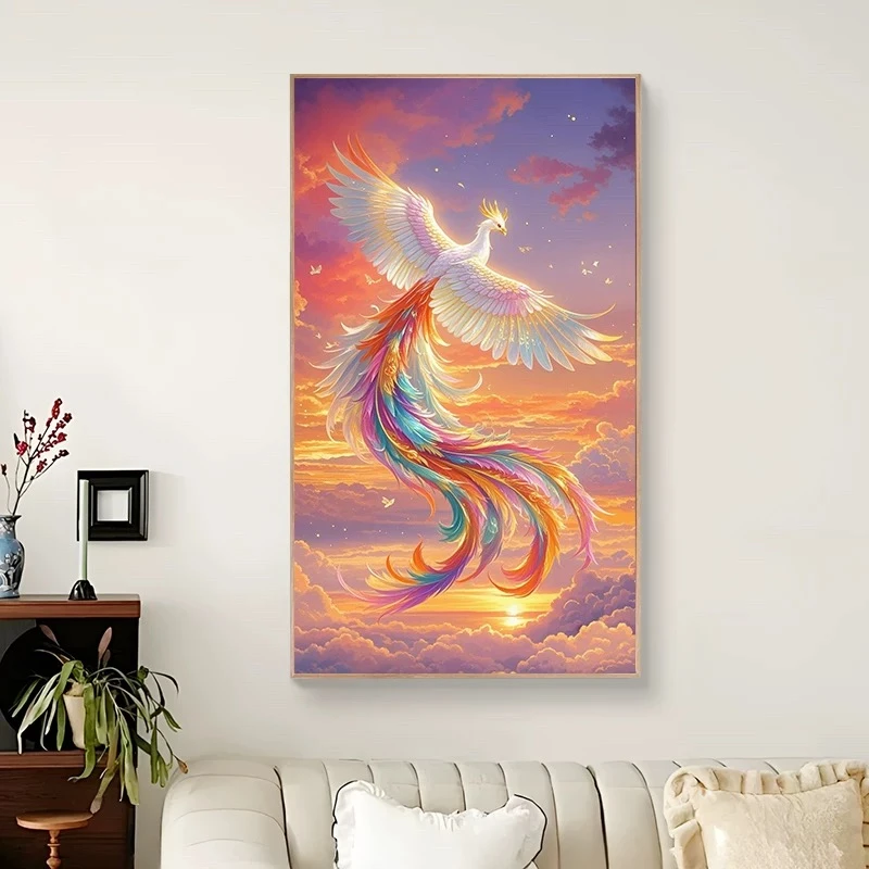 凤凰涅槃|数字油画diy真心遮盖六代颜料填涂色手绘礼物油彩装饰画