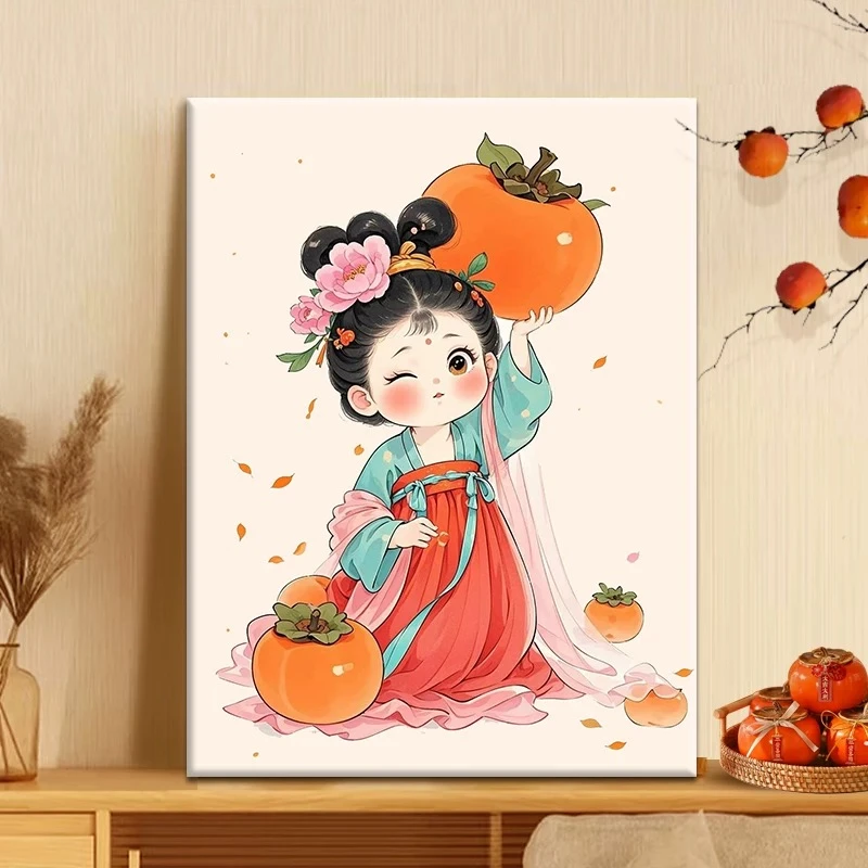 唐朝侍女|数字油画diy真心遮盖六代颜料填涂色手绘礼物油彩装饰画