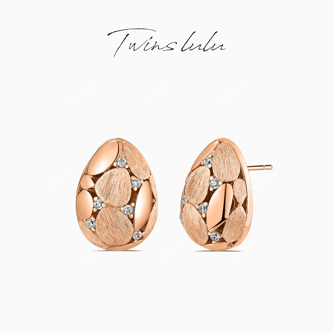 铜合金合成锆石耳饰 轻奢时尚百搭经典拉丝水滴耳环耳环TSL2020