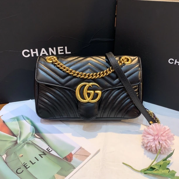 95新 GUCCI/古驰 Gucci黑金26马蒙斜挎包24110026-06