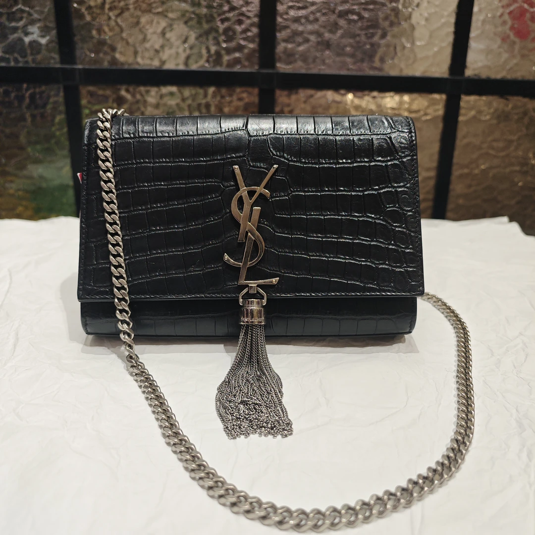 95新 YSL/圣罗兰 YSL黑银流苏24090007-11