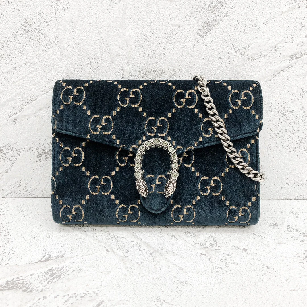 95新 GUCCI/古驰 guccl黑丝绒酒袖24010033-02
