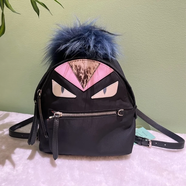 95新 FENDI/芬迪 芬迪蓝色小怪兽书包24080119-02