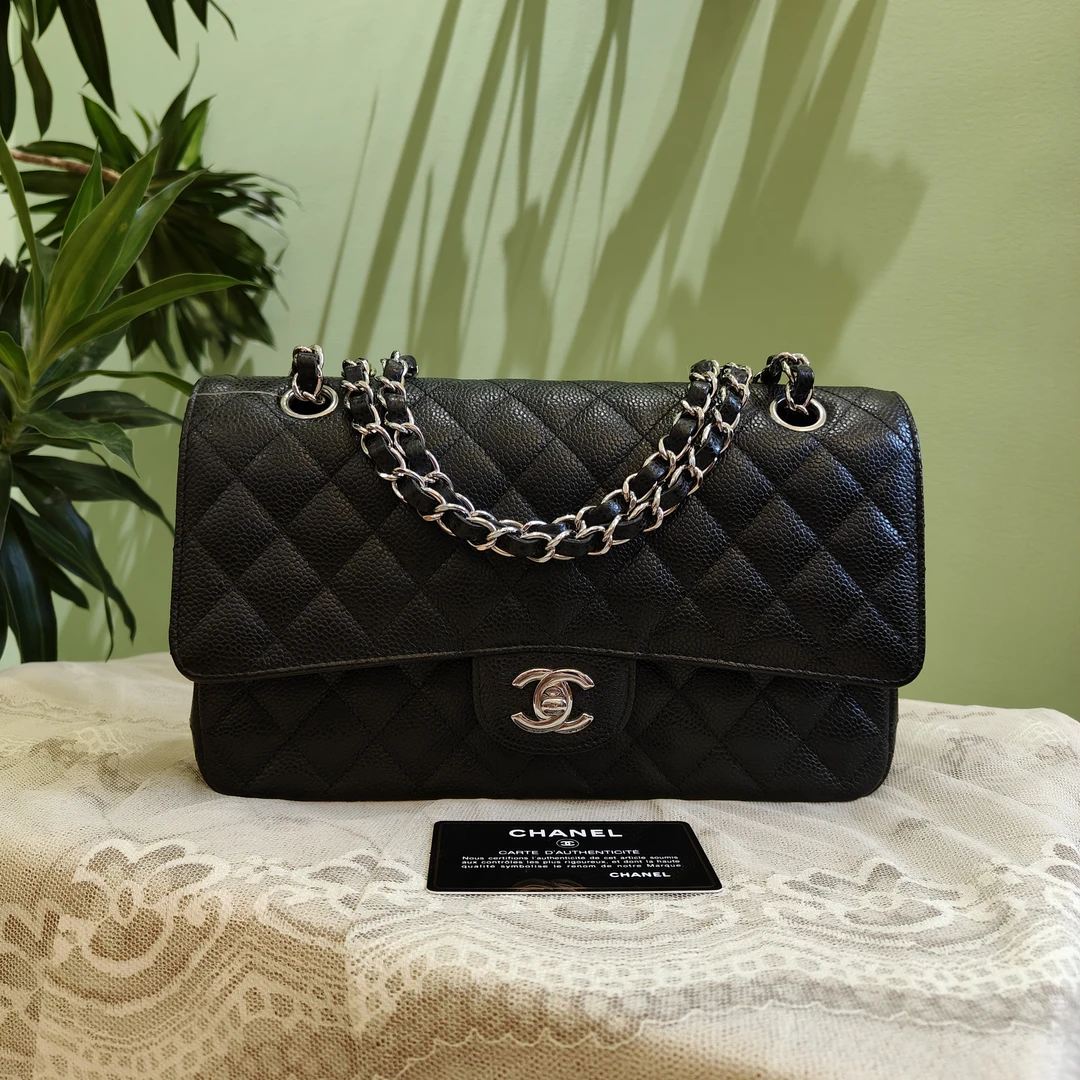 99新 Chanel/香奈儿 Chanel黑银CF中号斜挎包 24080098-02