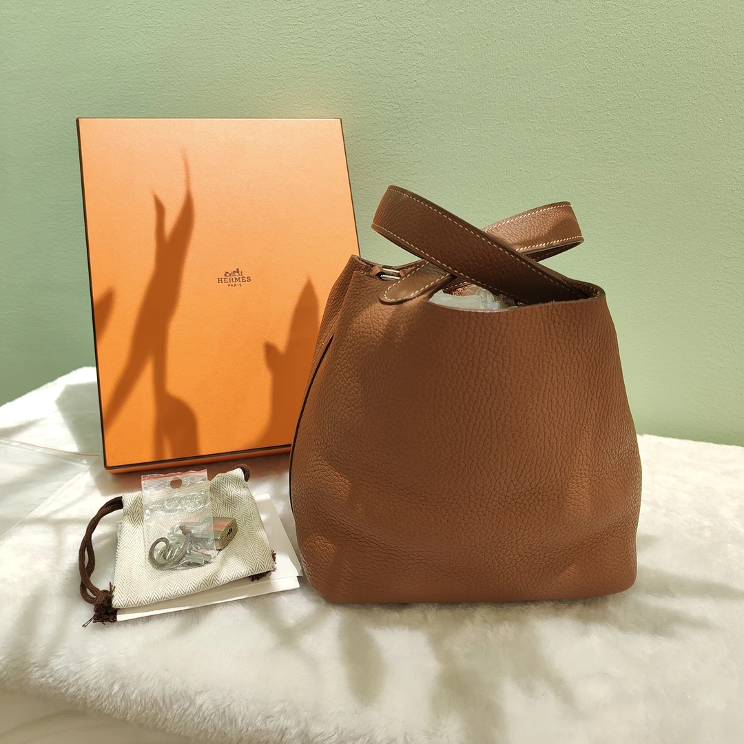95新 Hermes/爱马仕 爱马仕金棕色菜篮子手拎包 24080124-01