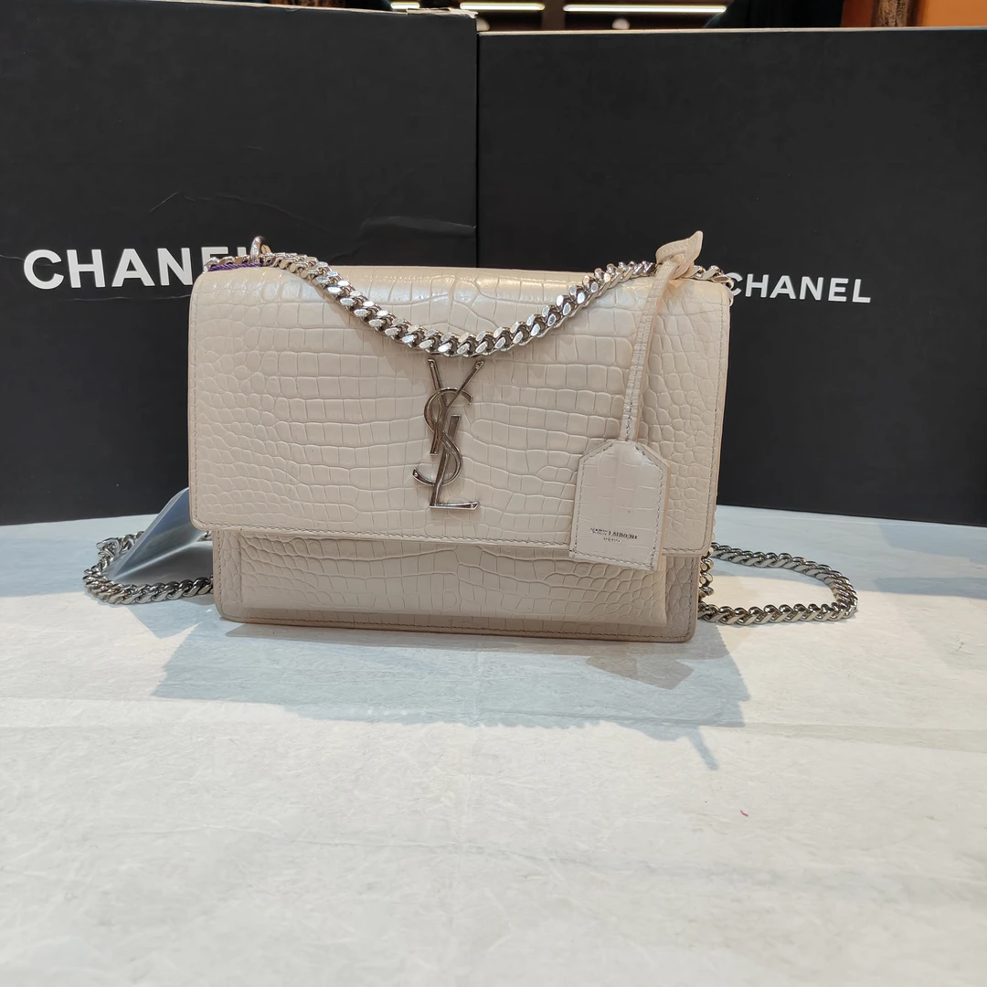95新 YSL/圣罗兰 YSL裸粉色日落单肩包 24070079-01