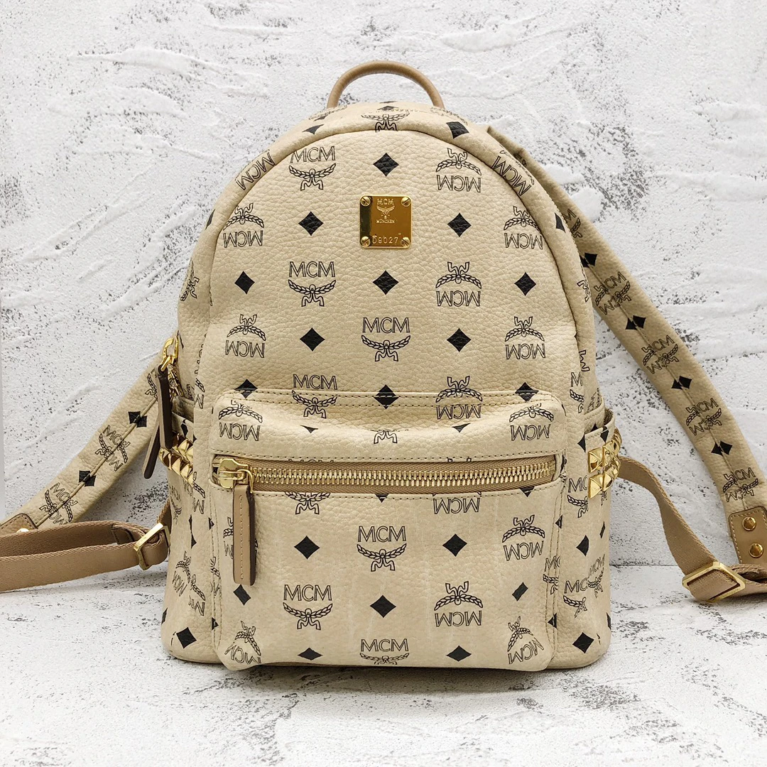 95新 MCM MCM米色双肩包24010064-08