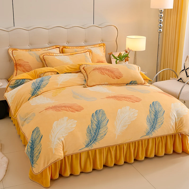 a2024新款高克重加厚保暖牛奶绒四件套八斤多绒套件床上用品