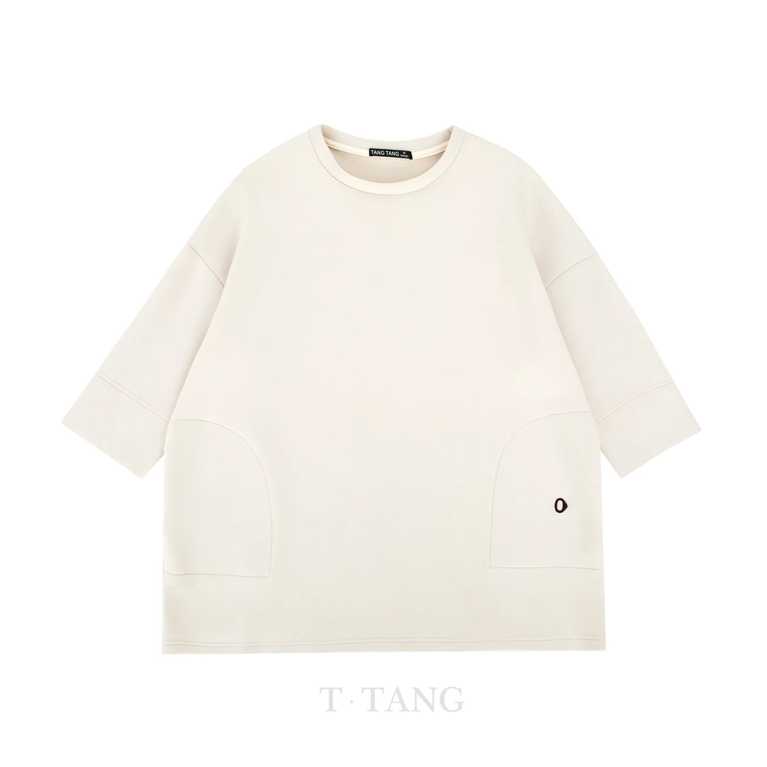 FL秋季时尚圆领休闲宽松中长款380g珠地空气层刺绣打底【2086】