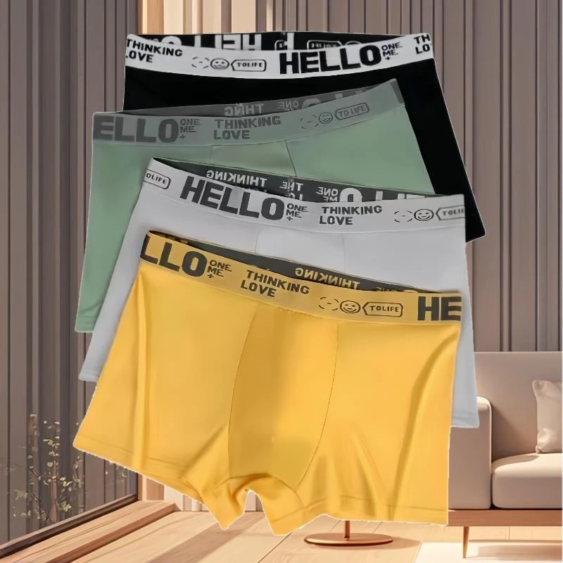 HELLO透气男士短裤柔软 舒适青年裤衩四角时尚短裤运动青少平角裤