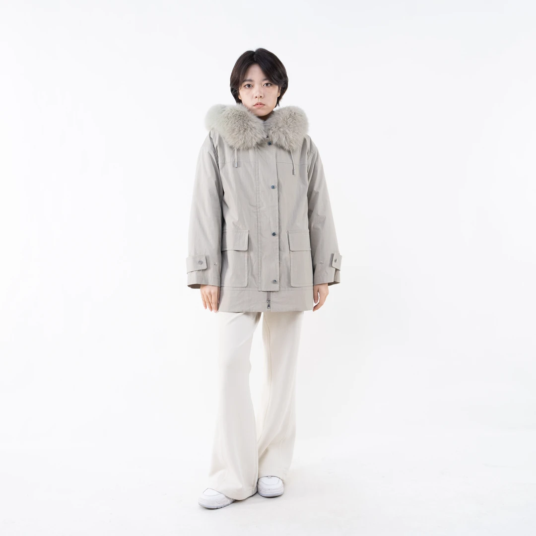ANZ22038-001女款兔毛皮内胆派克服