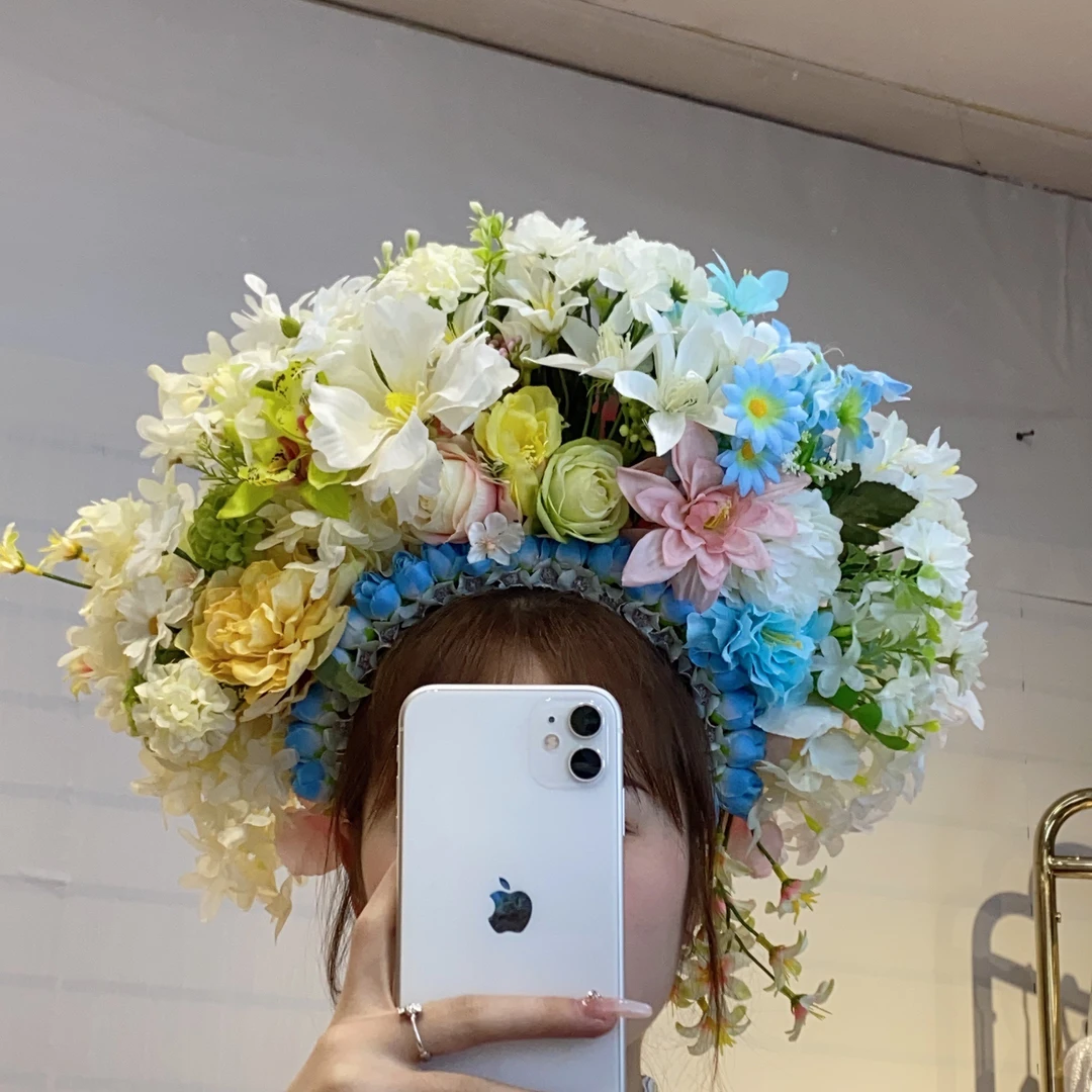 泉州浔埔女头饰簪花围超仙立体仿真花手工发饰网红赵丽颖同款头饰