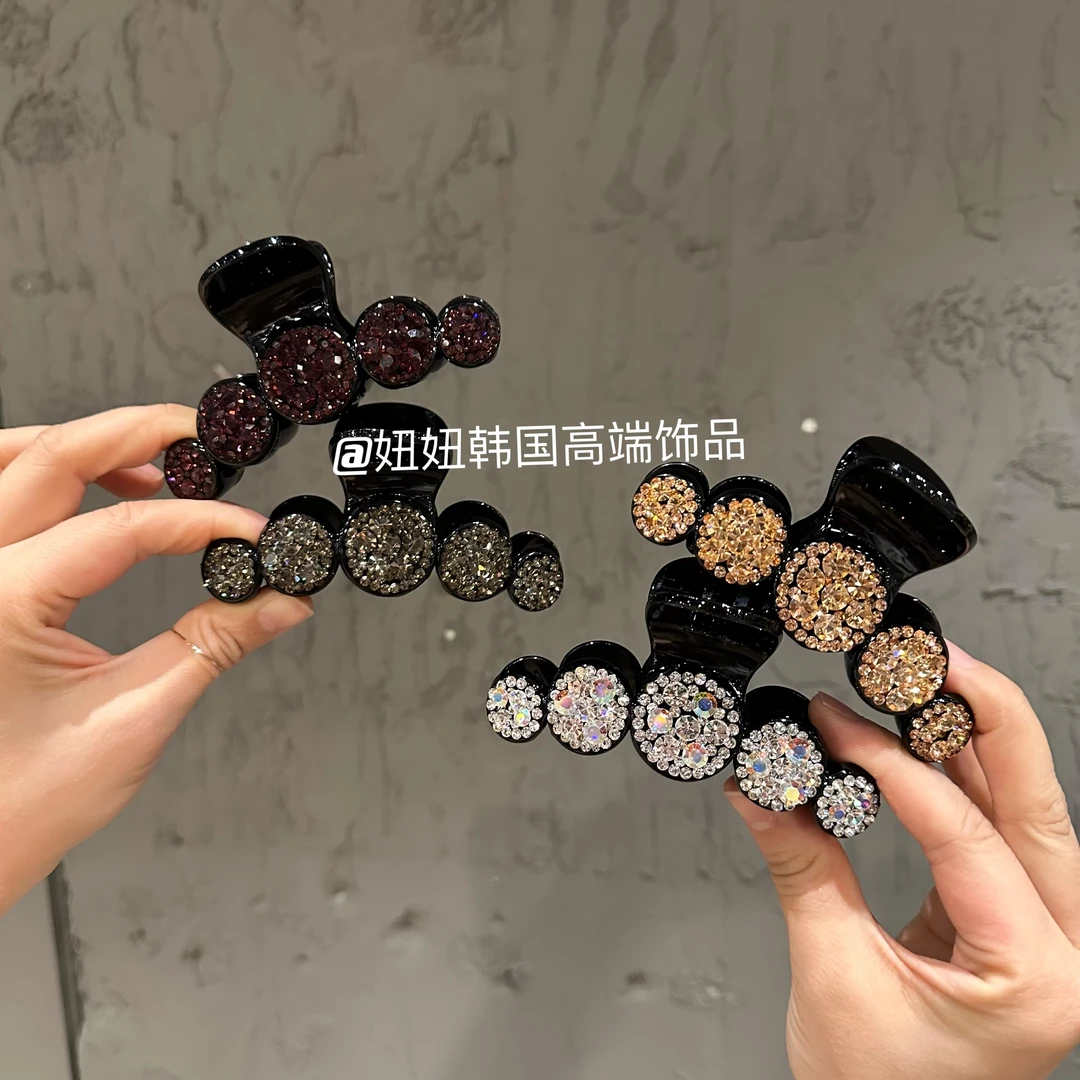 【上新】韩国轻奢高级爆闪“万花镜”施家满钻鲨鱼夹抓夹发夹10cm气质