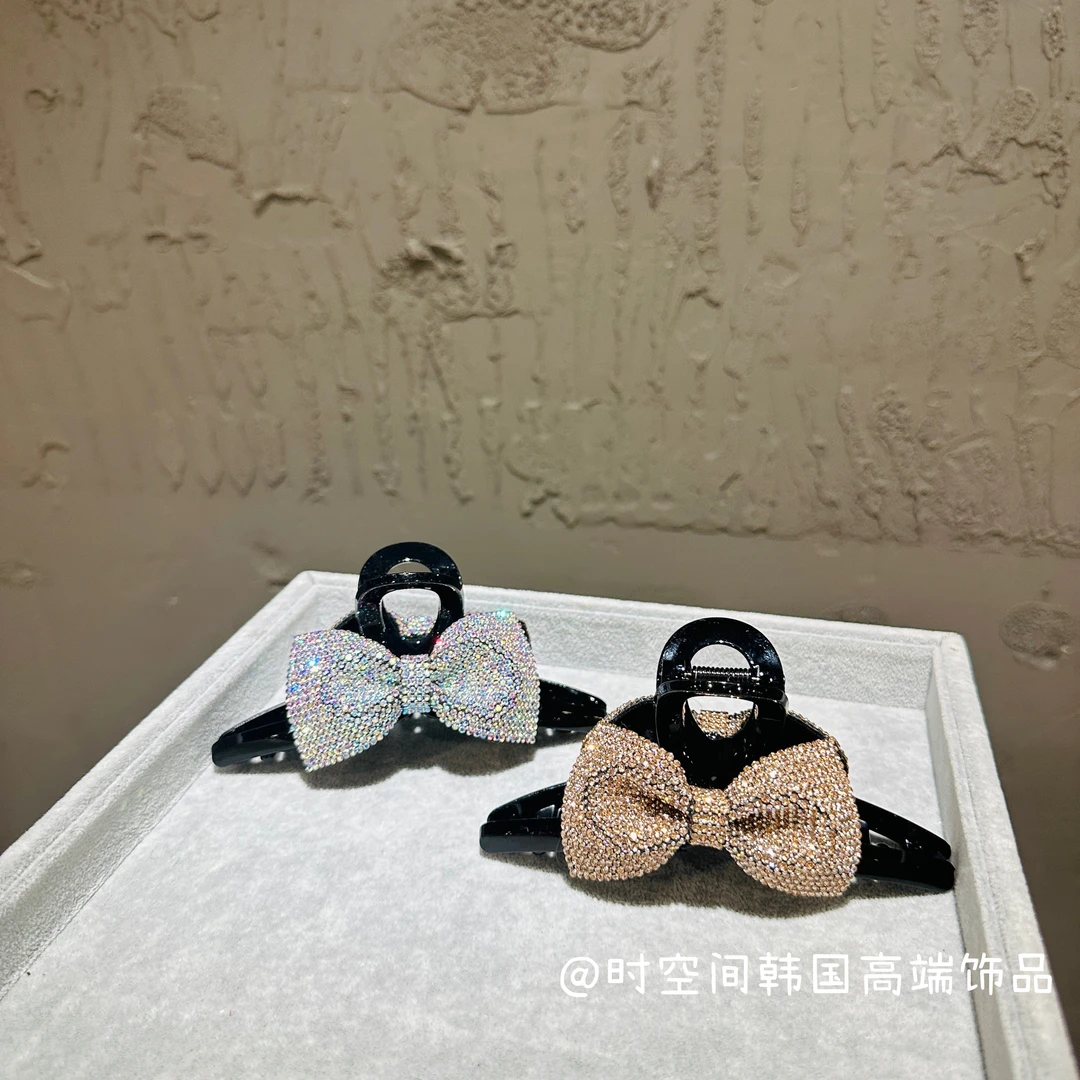 【精致蝴蝶结】韩国轻奢高级纯手工满天星立体轻奢蝴蝶结钻鲨鱼夹