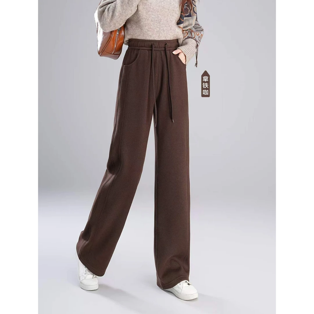 82-6233五只白鹅秋冬高端奢华显瘦羊毛蚕丝休闲时尚百搭直筒裤