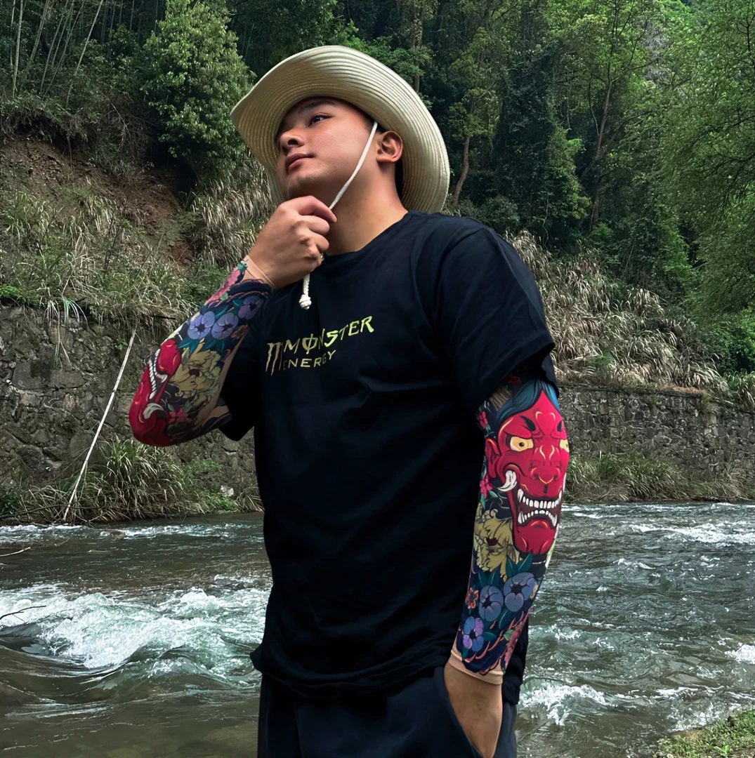 男女纹身冰袖防紫外线透气夏天薄款防晒袖套冰丝袖套舒适户外冰袖