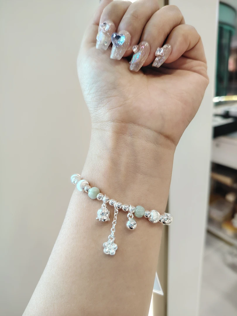 足银手链 足银弹力绳手链铃兰花款