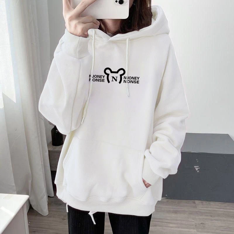 加绒加厚卫衣连帽中长款宽松百搭韩版休闲潮ins长袖情侣秋冬季