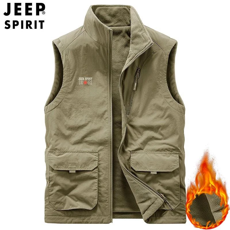 【永久下】双面穿马甲男士秋季新款多口袋休闲坎肩背心户外无袖外套