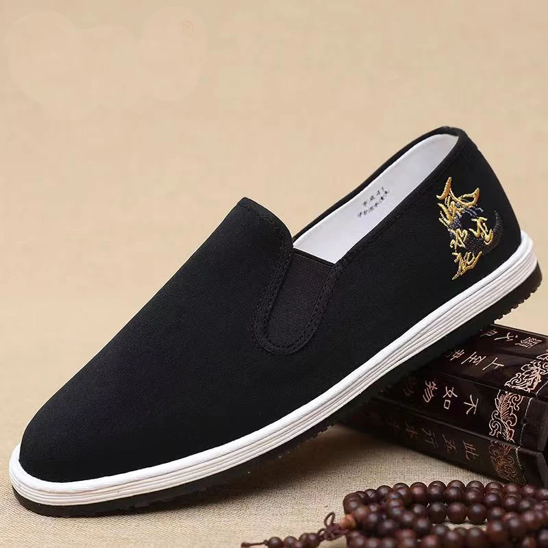 男士鞋春夏秋舒适休闲布鞋运动鞋刺绣散步开车时尚老北京软底