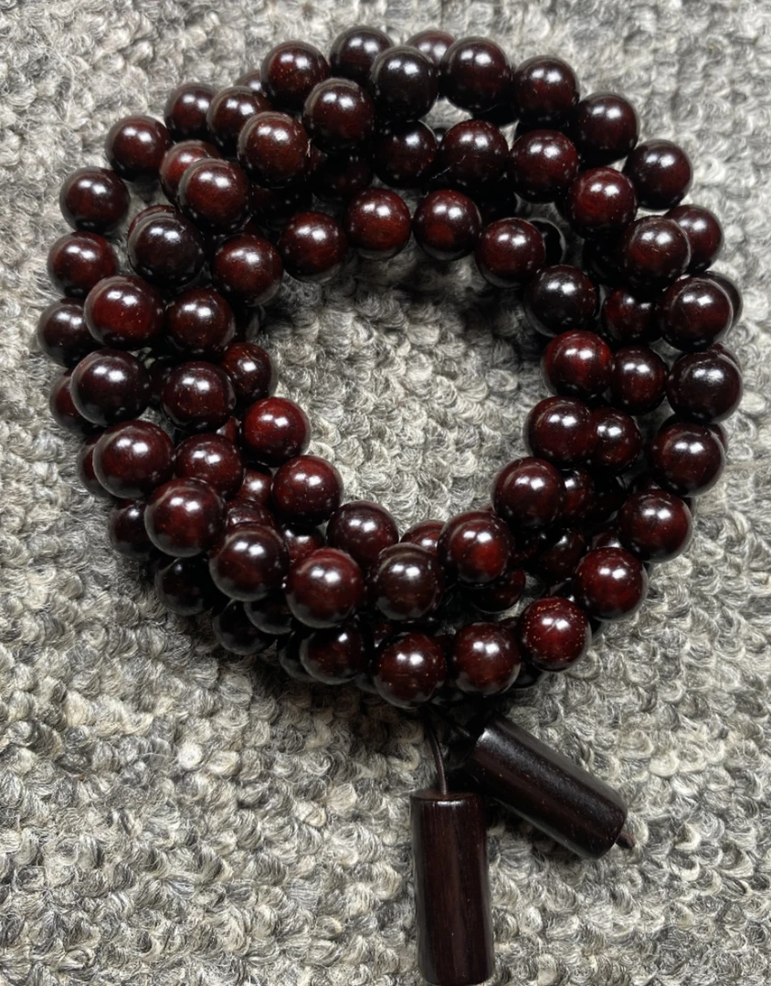 正宗印度小叶紫檀0.8高油密天然紫红料手串金星108颗玻璃底木料